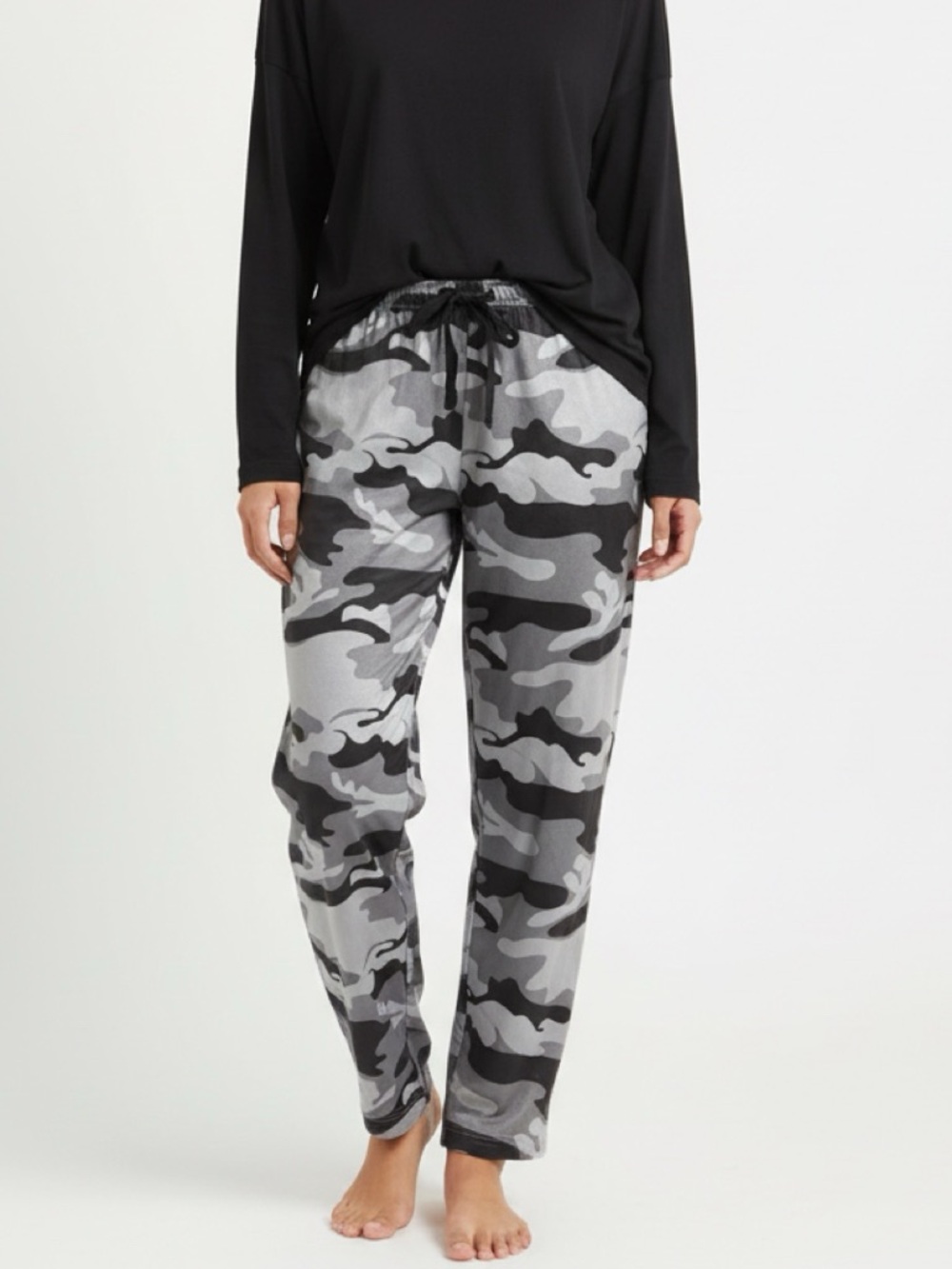 #followme Grey & Black Camo Drawstring Lounge Pants - XL